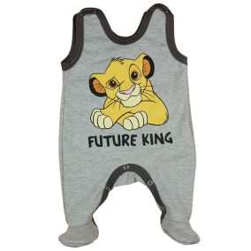 Ujjatlan baba kisfiú rugdalózó Oroszlánkirály mintával sárga színben