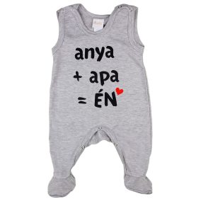 "anya+apa=Én" feliratos ujjatlan rugdalózó