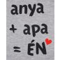 "anya+apa=Én" feliratos ujjatlan rugdalózó