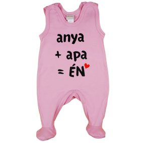 "anya+apa=Én" feliratos ujjatlan rugdalózó