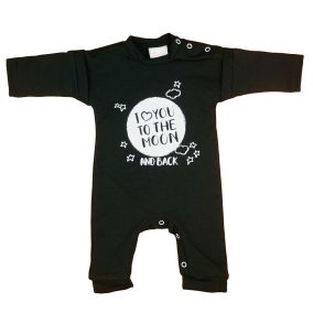   Hosszú ujjú baba rugdalózó " I love to the moon and back" felirattal