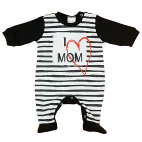   "I LOVE MY MOM" feliratos hosszú ujjú rugdalózó