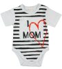"I LOVE MY MOM" feliratos rövid ujjú baba body fehér