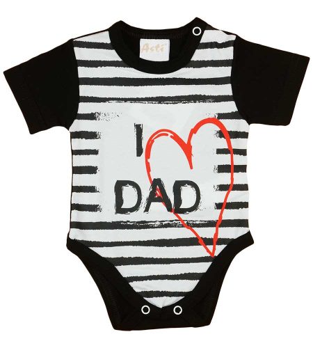 "I LOVE MY DAD" feliratos rövid ujjú baba body fekete