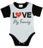 "Love my family" feliratos rövid ujjú baba body fekete