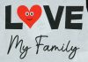 "Love my family" feliratos rövid ujjú baba body fekete