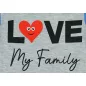   "Love my family" feliratos rövid ujjú baba body kék