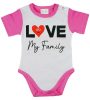 "Love my family" feliratos rövid ujjú baba body pink