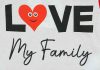 "Love my family" feliratos rövid ujjú baba body piros