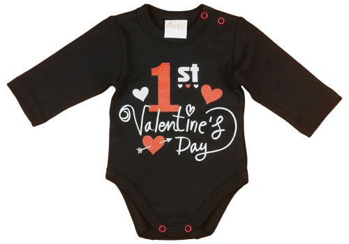 "1st Valentine's day" feliratos valentin napi baba body fekete