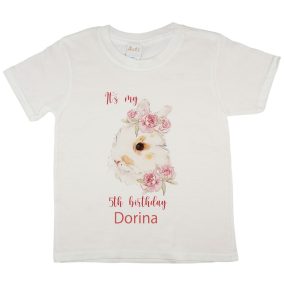   Nyuszis egyedi szülinapos lányka póló választható számmal és névvel