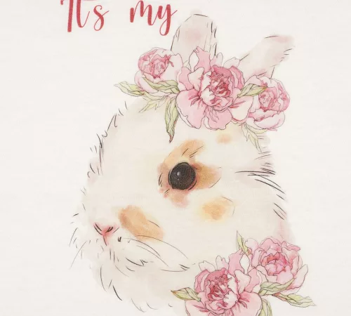 Nyuszis egyedi szülinapos lányka póló választható számmal és névvel