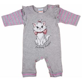 Hosszú ujjú lábfej nélküli rugdalózó Marie cica mintával szürke színben