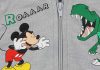 Dinós fiú mellény Mickey mintával szürke és zöld színben