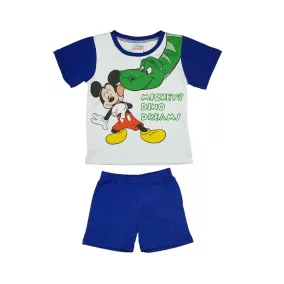 2 részes kisfiú pamut nyári szett Mickey egér mintával kék és fehér színben