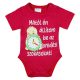 Feliratos rövid ujjú kislány baba body sötétpink színben