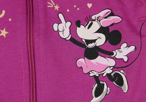 Kislány szabadidő szett Minnie egér mintával padlizsán és sötétkék színben