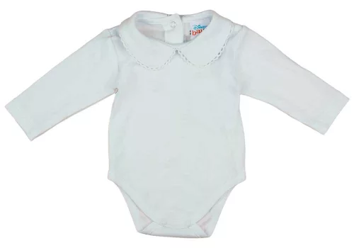 Fodros kantáros kislány ruha body-val Minnie mintával virágos fehér és kék színben