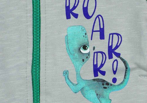 Cipzáras pulóver dinós mintával szürke és zöld színben