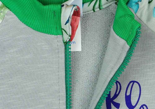 Cipzáras pulóver dinós mintával szürke és zöld színben