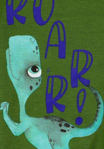 2:1-ben babanadrág dinós mintával oldalán tarajjal, zöld színben