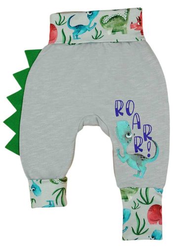 2:1-ben babanadrág dinós mintával oldalán tarajjal, szürke színben