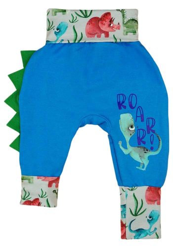 2:1-ben babanadrág dinós mintával oldalán tarajjal, kék színben