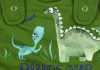 Ujjatlan kisfiú rugdalózó 2:1-ben méret dinó mintával zöld színben