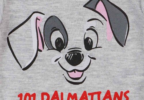 Hosszú ujjú baba body 101 kiskutyás mintával szürke színben