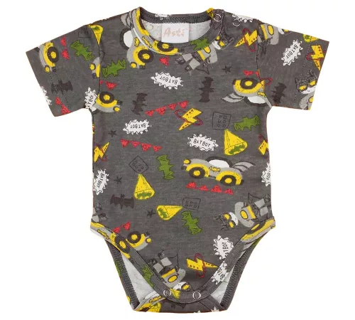 Nyári, kétrészes kisfiú szett rövidnadrággal szürke színben fekete nadrággal