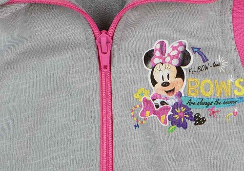 Cipzáras, pamut kislány mellény Minnie egér mintával szürke színben