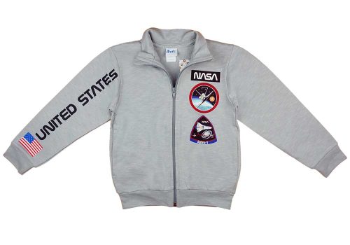 NASA cipzáras fiú pamut kardigán szürke színben