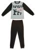 2 részes kisfiú pamut pizsama NASA mintával szürke fekete színben