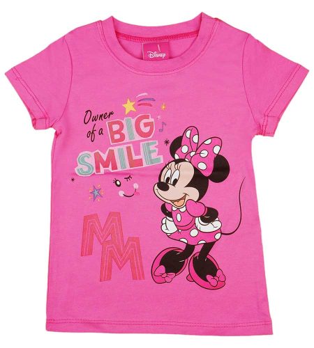 Rövid ujjú kislány pamut póló Minnie egérrel világospink színben