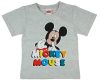 Rövid ujjú kisfiú póló Mickey mintával színes felirattal szürke színben