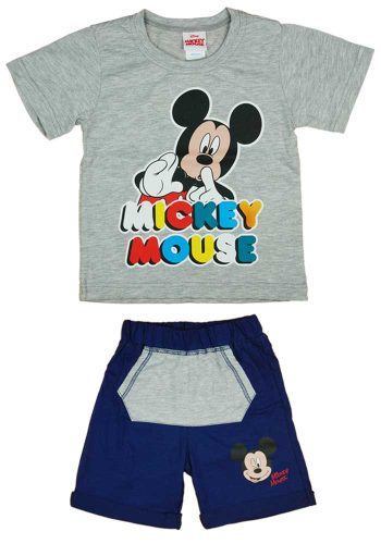 2 részes kisfiú pamut nyári szett Mickey egér mintával szürke színben