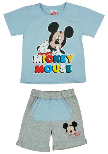 2 részes kisfiú pamut nyári szett Mickey egér mintával világoskék színben