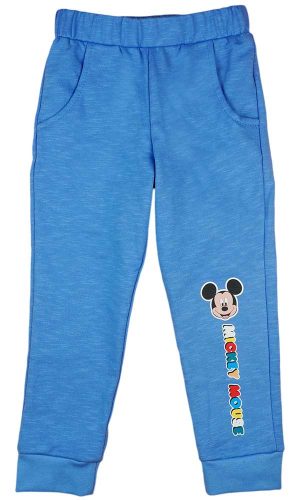 Vékony pamut kisfiú szabadidő nadrág Mickey egér mintával világoskék színben