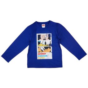 Hosszú ujjú kisfiú póló Mickey egér mintával kék színben