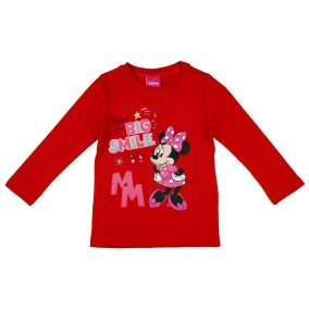 Hosszú ujjú kislány póló Minnie egér mintával piros színben