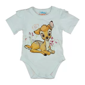 Rövid ujjú baba body Bambi mintával fehér színben