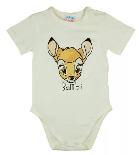 Rövidnadrágos kislány babaruha szett Bambi mintával natúr és rózsaszín színben