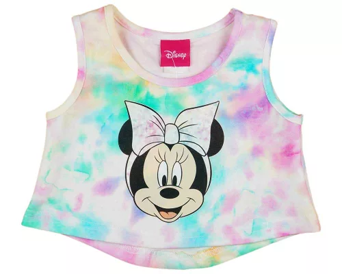 2 részes rövidnadrágos kislány szett Minnie egér mintával batikolt szivárványos színben