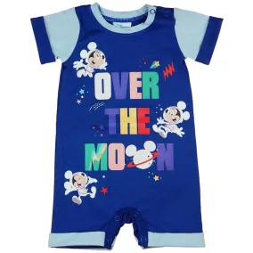Rövid ujjú kisfiú baba napozó űrhajós Mickey egér mintával sötétkék színben