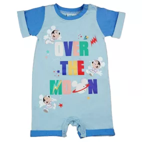 Rövid ujjú kisfiú baba napozó űrhajós Mickey egér mintával világoskék színben