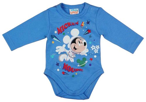 Hosszú ujjú baba body űrhajós Mickey egér mintával sötétkék színben