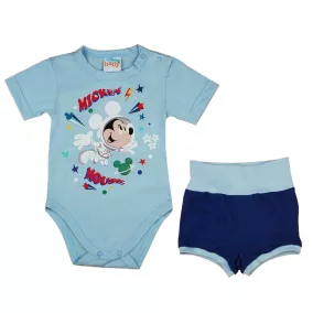 2 részes rövidnadrágos kisfiú nyári szett világoskék színben