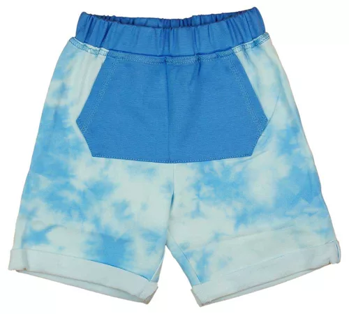 2 részes batikolt rövidnadrágos kisfiú nyári szett Mickey egér mintával kék és fehér színben