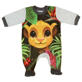   Hosszú ujjú pamut baba rugdalózó Oroszlánkirály mintával
