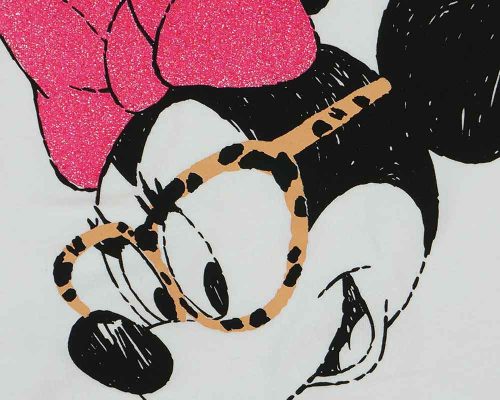 Rövid ujjú lány póló Minnie egér mintával fehér színben
